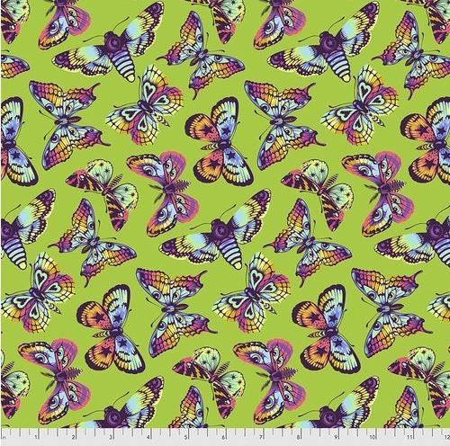FINAL YARDAGE Tula Pink Butterfly Kisses in Avocado - Daydreamer Collection