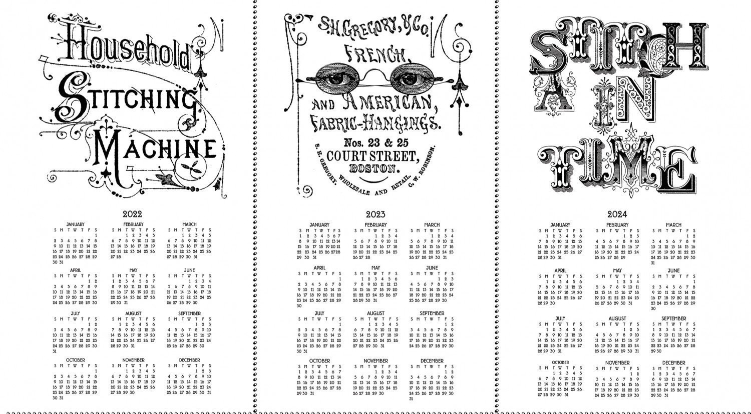 She Who Sews Calendar Panel 24" wide - Image 1