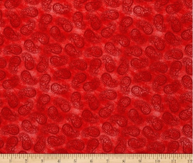 Red Paisley Cotton Fabric - 44" Wide