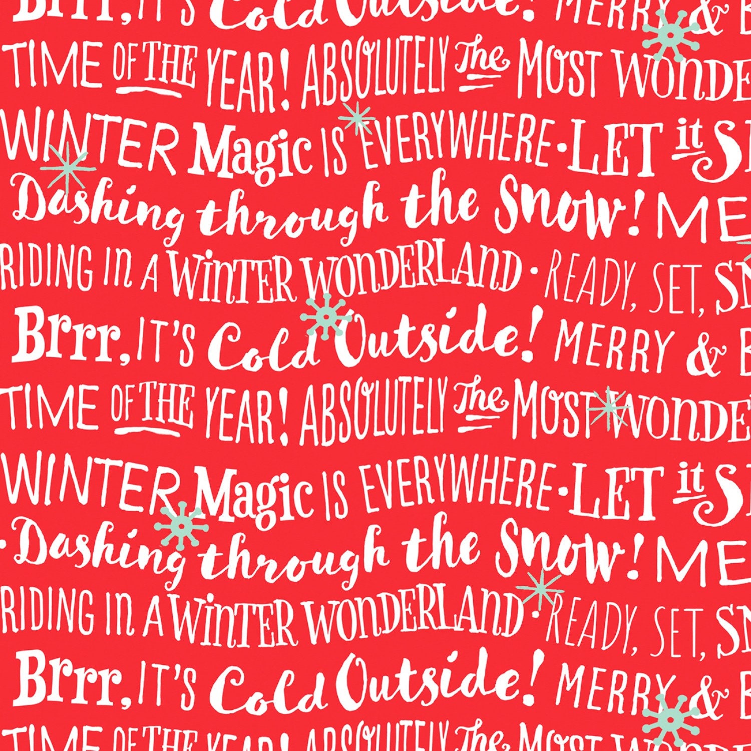 FINAL YARDAGE Christmas Greetings Cotton Fabric - Image 1