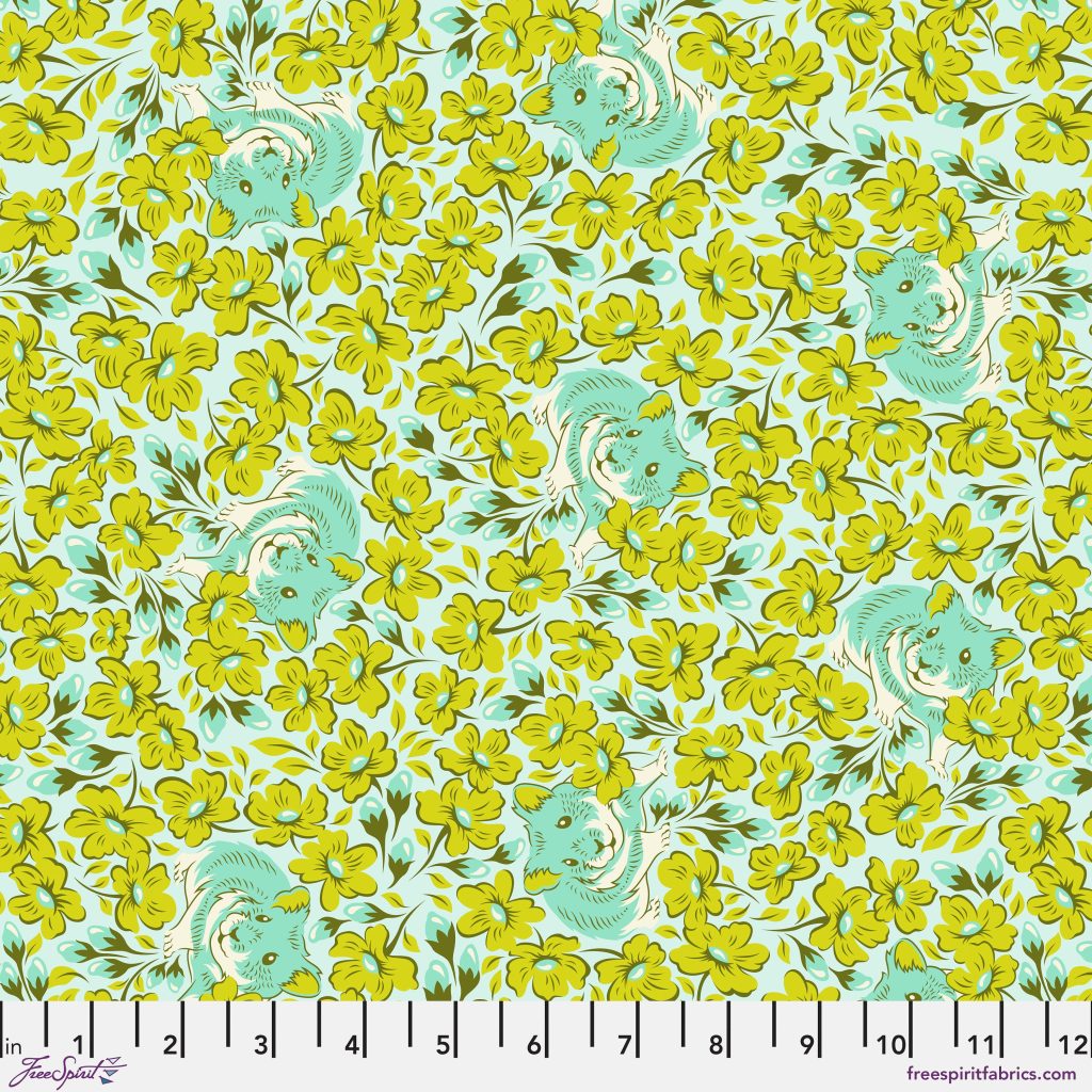 Chubby Cheeks Cotton Fabric by Tula Pink in clover colorway