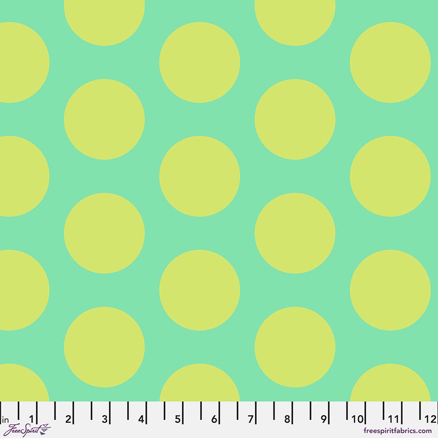 Dinosaur Eggs Cotton Fabric by Tula Pink in mint colorway