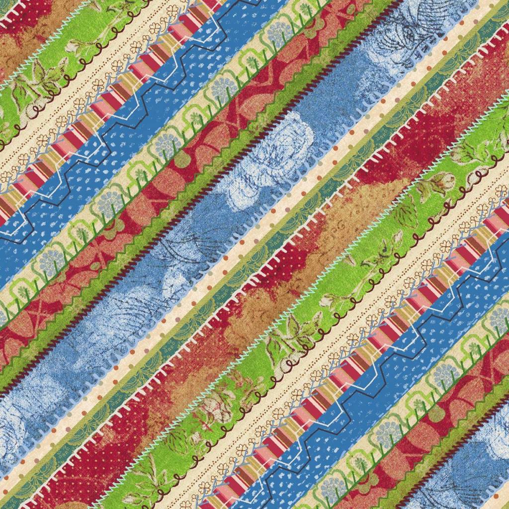 FINAL YARDAGE Multi Bias Stripe Cotton Fabric
