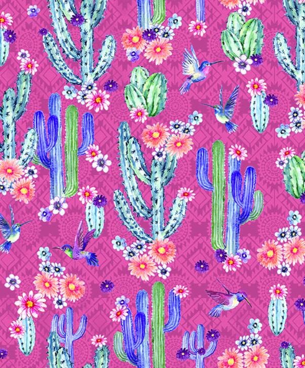 Desert Blooms fabric in pink by Robert Kaufman 100% quilting cotton