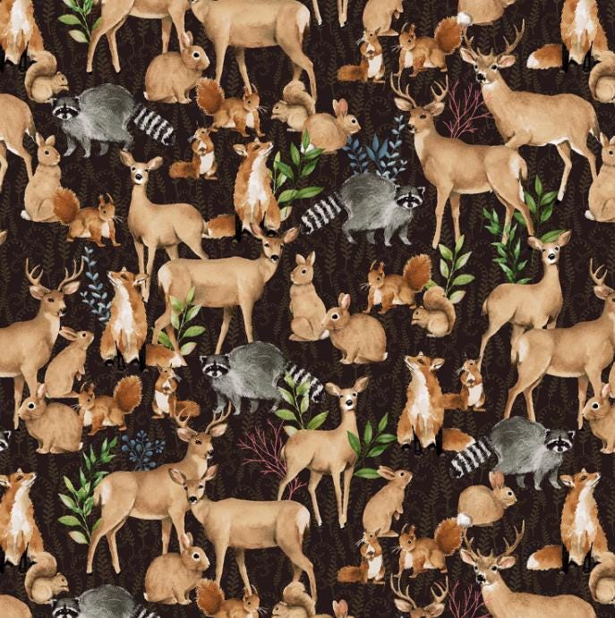 FINAL YARDAGE Multi Animal Allover Cotton Fabric