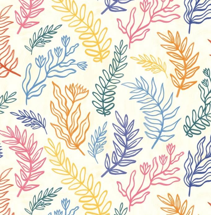 Cyprus Linear Sprigs Cotton Fabric