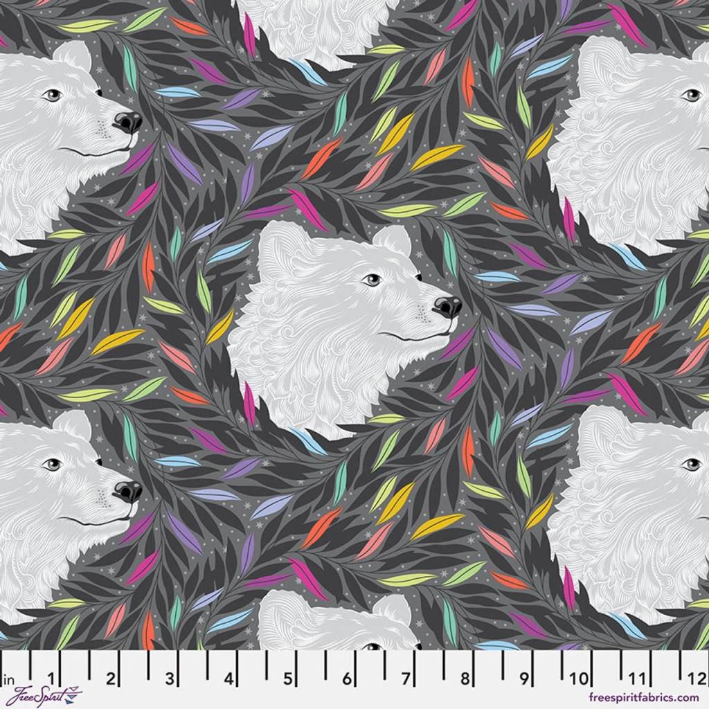 Just Bearly Cotton Fabric by Tula Pink (carbon colorway) by the yard