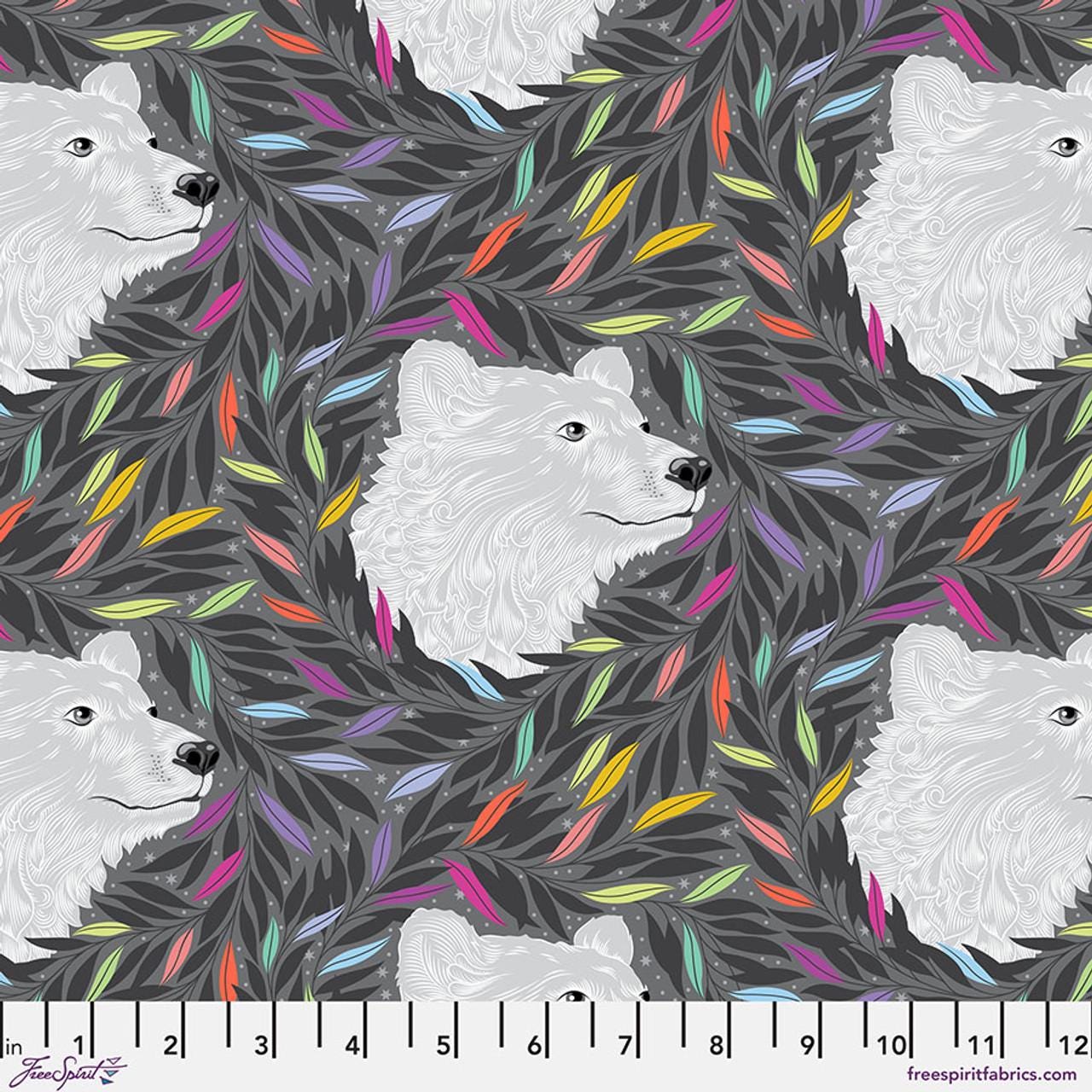 Just Bearly Cotton Fabric by Tula Pink (carbon colorway) by the yard - Image 1