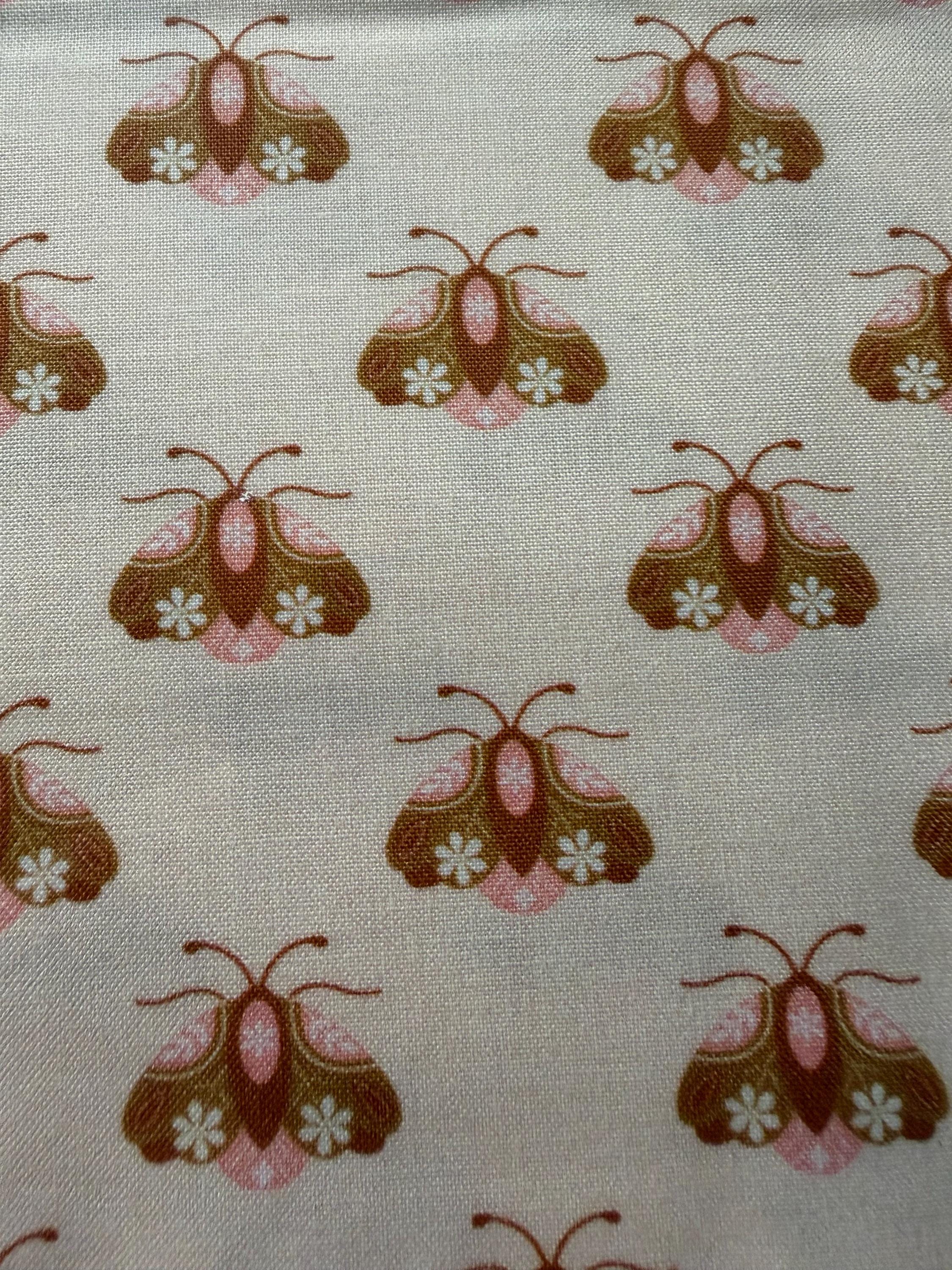 Little Moth on Ivory Organic Cotton Fabric by the yard - Image 1
