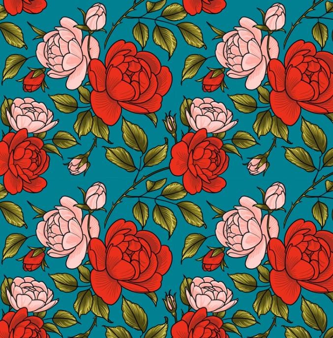 Roses Are Falling 100% cotton fabric cut to order