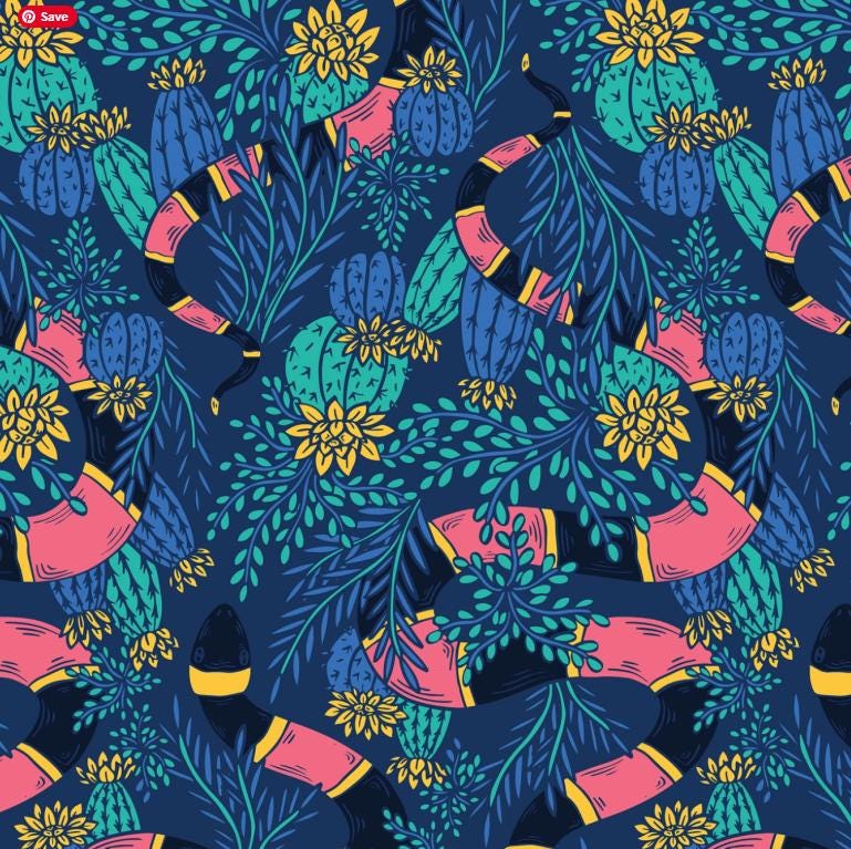 Teal/Multi Desert Dance Organic Cotton Fabric