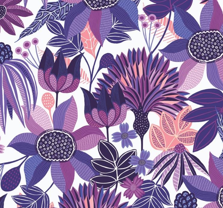 Wildest Dreams Purple Floral Organic Cotton Fabric